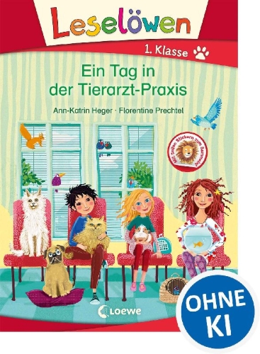 Buchcover und Innenansicht für das Buch: Leselöwen 1. Klasse - Ein Tag in der Tierarzt-Praxis