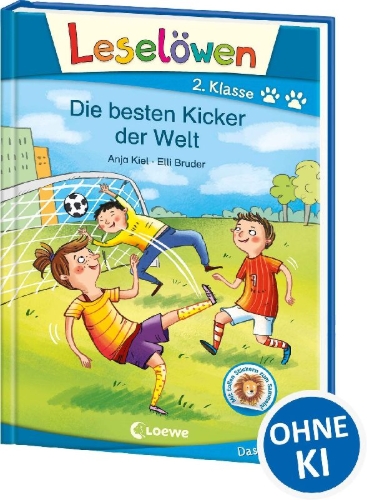 Buchcover und Innenansicht für das Buch: Leselöwen 2. Klasse - Die besten Kicker der Welt