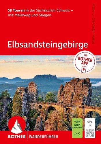 Buchcover und Innenansicht für das Buch: ROTHER Wanderführer Elbsandsteingebirge. 58 Touren in der Sächsischen Schweiz - mit Malerweg und Stiegen