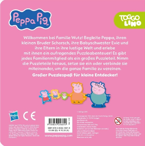 Buchcover und Innenansicht für das Buch: Peppa Pig: Peppa und ihre Familie