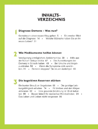 Buchcover und Innenansicht für das Buch: Demenz. Nicht Jetzt!
