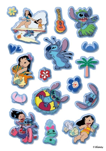 Buchcover und Innenansicht für das Buch: Disney Stitch: Malspaß mit 3D-Stickern
