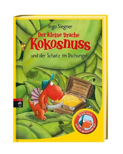Buchcover und Innenansicht für das Buch: Der kleine Drache Kokosnuss und der Schatz im Dschungel