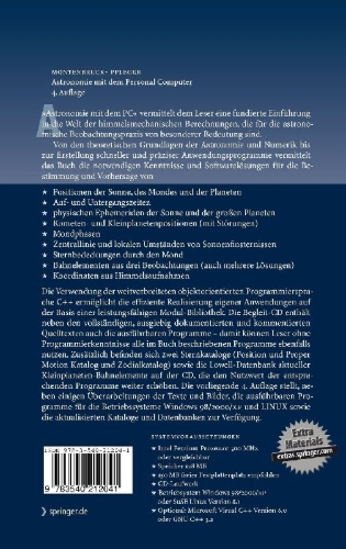 Buchcover und Innenansicht für das Buch: Astronomy on the Personal Computer