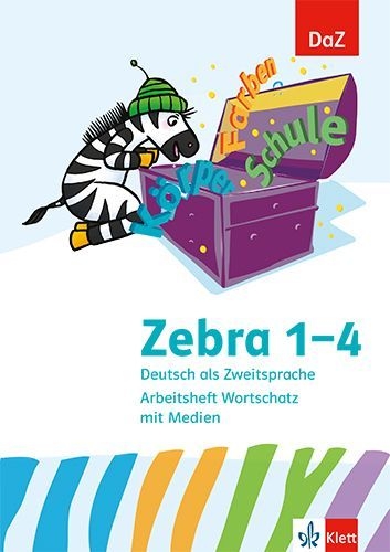Buchcover und Innenansicht für das Buch: Zebra. Deutsch als Zweitsprache. Arbeitsheft Wortschatz mit Medien Klasse 1-4