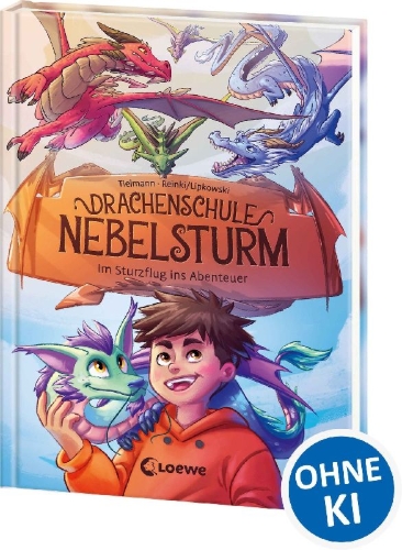 Buchcover und Innenansicht für das Buch: Drachenschule Nebelsturm (Band 1) - Im Sturzflug ins Abenteuer