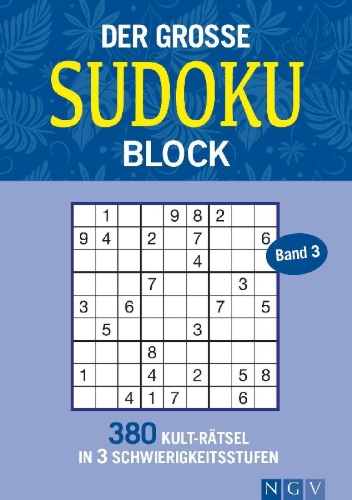 Buchcover und Innenansicht für das Buch: Der große Sudoku Block Band 3
