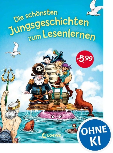 Buchcover und Innenansicht für das Buch: Die schönsten Jungsgeschichten zum Lesenlernen