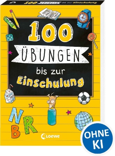 Buchcover und Innenansicht für das Buch: 100 Übungen bis zur Einschulung