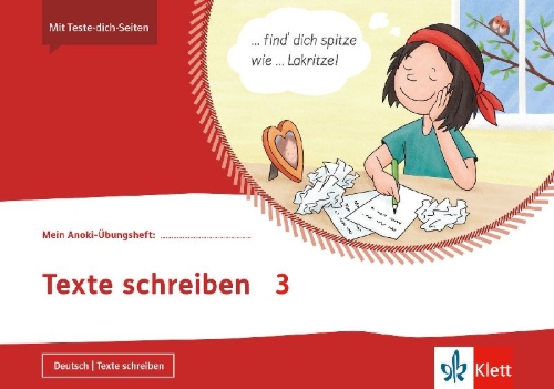 Buchcover und Innenansicht für das Buch: Mein Anoki-Übungsheft. Texte schreiben 3. Übungsheft Klasse 3