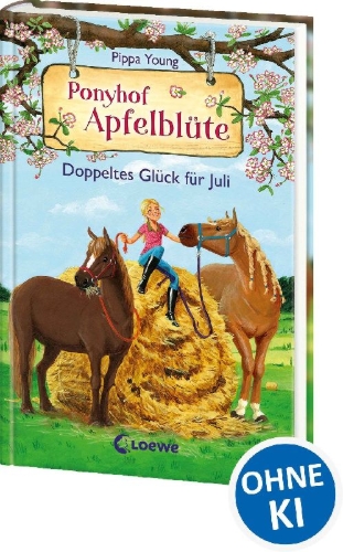 Buchcover und Innenansicht für das Buch: Ponyhof Apfelblüte (Band 21) - Doppeltes Glück für Juli