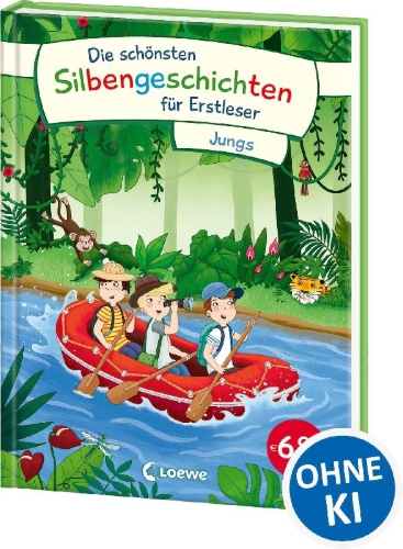 Buchcover und Innenansicht für das Buch: Die schönsten Silbengeschichten für Erstleser - Jungs