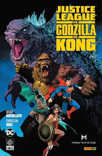 Buchcover und Innenansicht für das Buch: Justice League vs. Godzilla vs. Kong