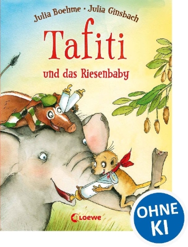 Buchcover und Innenansicht für das Buch: Tafiti und das Riesenbaby