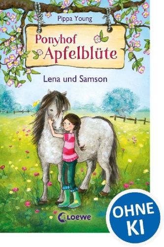 Buchcover und Innenansicht für das Buch: Ponyhof Apfelblüte 01. Lena und Samson