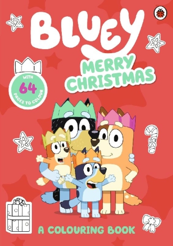 Buchcover und Innenansicht für das Buch: Bluey: Merry Christmas: A Colouring Book