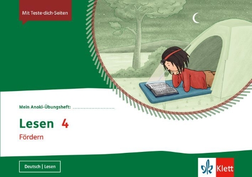 Buchcover und Innenansicht für das Buch: Mein Anoki-Übungsheft. Lesen 4. Fördern. Übungsheft Klasse 4