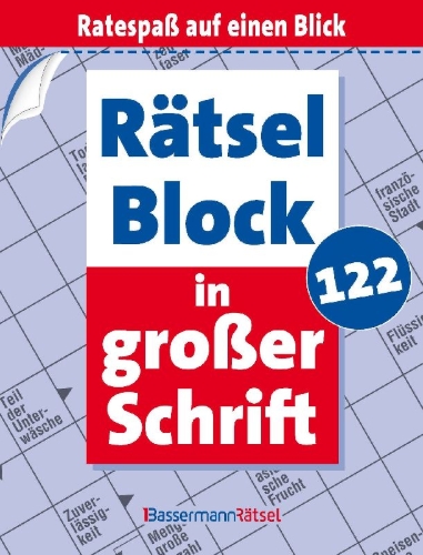 Buchcover und Innenansicht für das Buch: Rätselblock in großer Schrift 122 (5 Exemplare à 2,99 EUR)