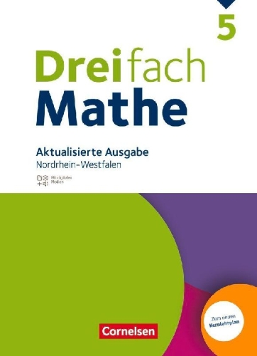 Buchcover und Innenansicht für das Buch: Dreifach Mathe 5. Schuljahr. Nordrhein-Westfalen -  Aktualisierte Ausgabe 2022 - Schülerbuch