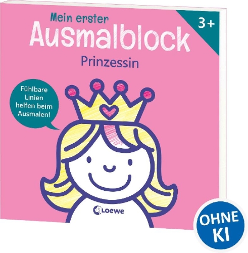 Buchcover und Innenansicht für das Buch: Mein erster Ausmalblock - Prinzessin