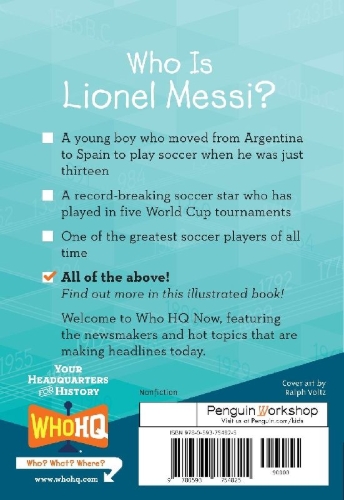 Buchcover und Innenansicht für das Buch: Who Is Lionel Messi?