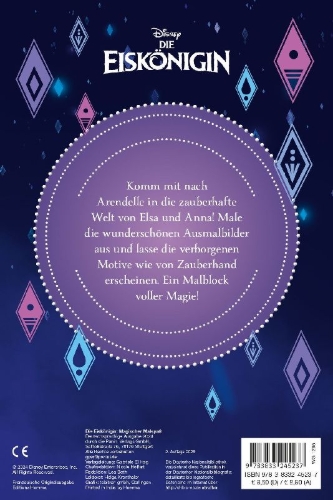 Buchcover und Innenansicht für das Buch: Disney Die Eiskönigin: Magischer Malspaß: Entdecke verborgene Motive!