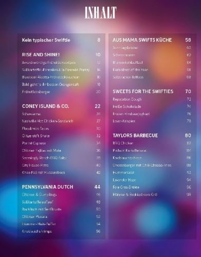 Buchcover und Innenansicht für das Buch: Taylor's Kitchen - Das ultimative Swiftie-Kochbuch
