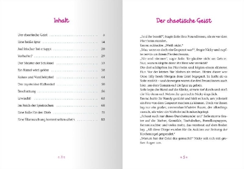 Buchcover und Innenansicht für das Buch: Die Erstkommunion-Girls und der Spuk im Pfarrhaus