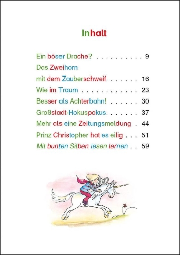 Buchcover und Innenansicht für das Buch: Silbengeschichten zum Lesenlernen - Einhorngeschichten