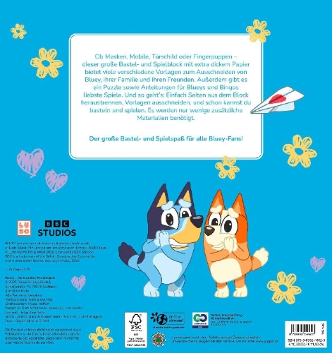 Buchcover und Innenansicht für das Buch: Bluey: Mein großer Bastelspaß