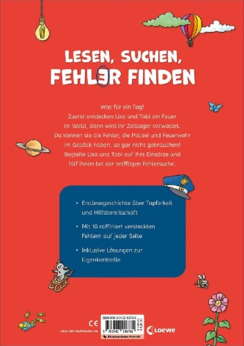 Buchcover und Innenansicht für das Buch: Mein Fehler-Such-Buch - Polizei und Feuerwehr