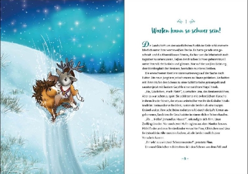 Buchcover und Innenansicht für das Buch: Glöckchen, das Weihnachtspony Mein Adventskalenderbuch - Ein zauberhafter Wunsch
