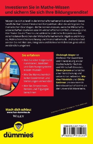 Buchcover und Innenansicht für das Buch: Wirtschaftsmathematik kompakt für Dummies