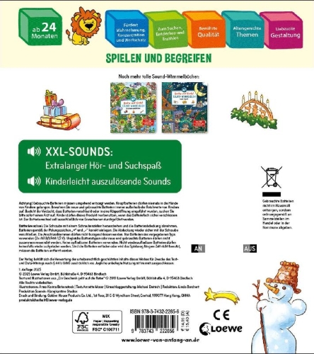 Buchcover und Innenansicht für das Buch: Suche und finde! Sound-Wimmelbuch - Weihnachten