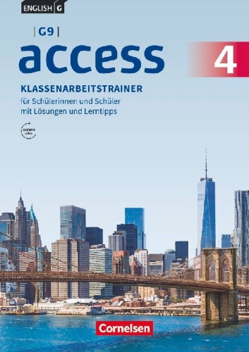 Buchcover und Innenansicht für das Buch: English G Access - G9 - Band 4: 8. Schuljahr - Klassenarbeitstrainer mit Audios und Lösungen online