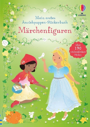 Buchcover und Innenansicht für das Buch: Mein erstes Anziehpuppen-Stickerbuch: Märchenfiguren