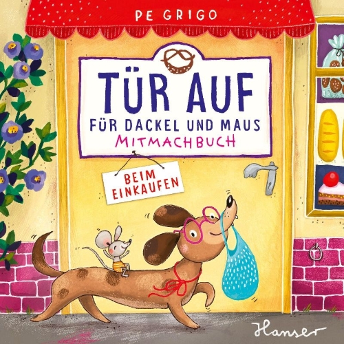 Buchcover und Innenansicht für das Buch: Tür auf für Dackel und Maus - Beim Einkaufen
