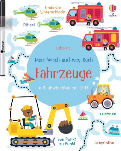Buchcover und Innenansicht für das Buch: Mein Wisch-und-weg-Buch: Fahrzeuge