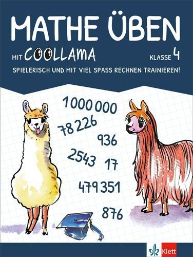 Buchcover und Innenansicht für das Buch: Mathe üben mit Coollama 4