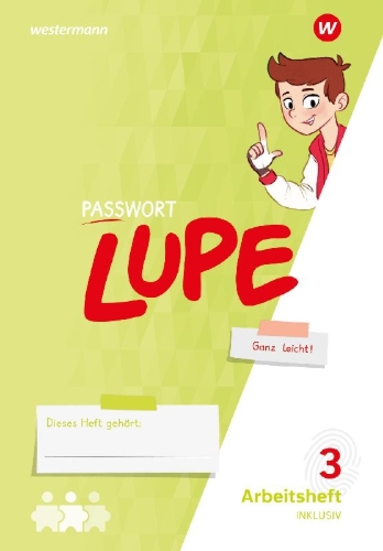 Buchcover und Innenansicht für das Buch: PASSWORT LUPE - Sprachbuch 4. Arbeitsheft Inklusion
