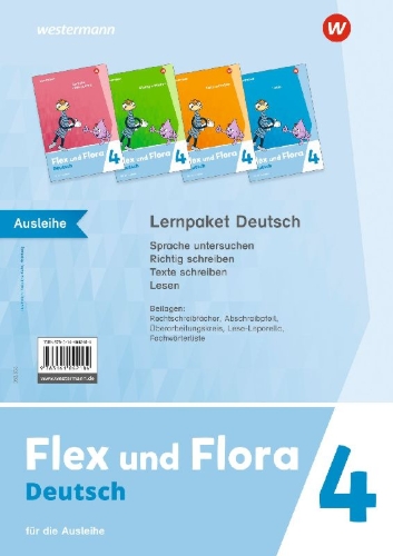 Buchcover und Innenansicht für das Buch: Flex und Flora 4. Lernpaket Deutsch (Druckschrift) Für die Ausleihe