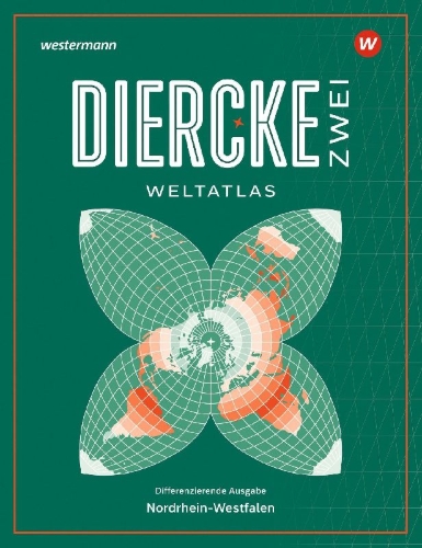Buchcover und Innenansicht für das Buch: Diercke ZWEI Weltatlas 2025 - Nordrhein-Westfalen