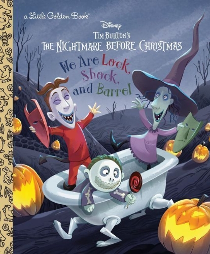 Buchcover und Innenansicht für das Buch: We Are Lock, Shock, and Barrel (Disney Tim Burton's the Nightmare Before Christmas)