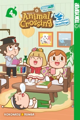 Buchcover und Innenansicht für das Buch: Animal Crossing: New Horizons - Turbulente Inseltage 04