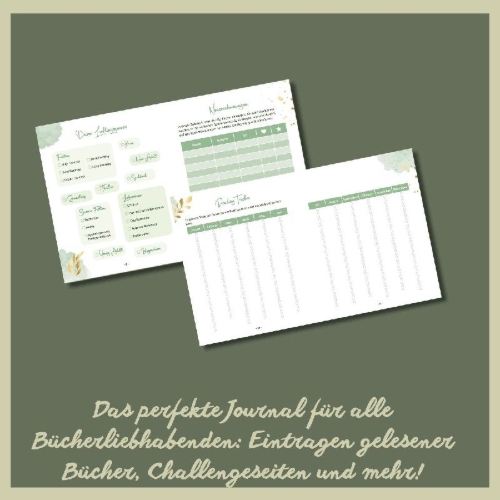 Buchcover und Innenansicht für das Buch: My Booklove: Mein Buch Journal - Salbei