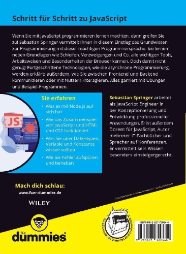 Buchcover und Innenansicht für das Buch: JavaScript für Dummies