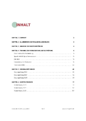 Buchcover und Innenansicht für das Buch: Prüfungsheft & Training - 2026 Deutsch Realschule - Bayern - Original-Prüfungen und Lösungen