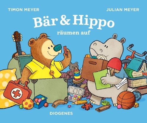 Buchcover und Innenansicht für das Buch: Bär & Hippo räumen auf