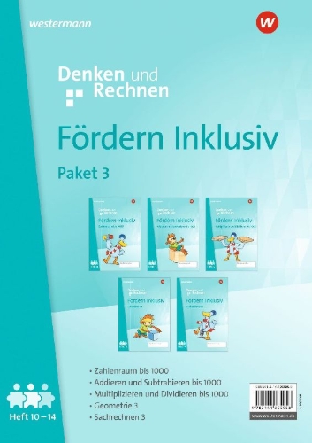 Buchcover und Innenansicht für das Buch: Fördern Inklusiv. Hefte 10-14 im Paket Denken und Rechnen Ausgabe 2024