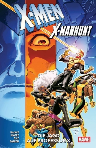 Buchcover und Innenansicht für das Buch: Uncanny X-Men (2024) #11 ,NYX (2024) #9, Storm (2024) #6, X-Men (2024) #13, X-Factor (2024) #8, X-Force (2024) #9, X-Manhunt Omega (2025) #1